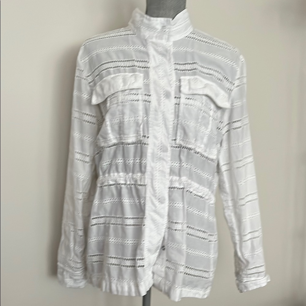 Gap Lacey White Sheer Button-Up Jacket